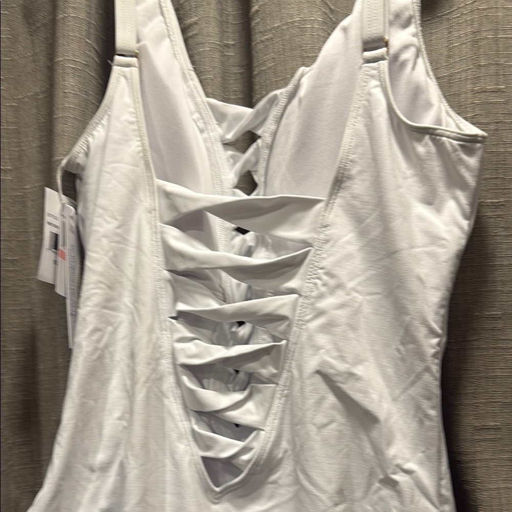 Blue Rod Beattie one piece swimsuit 10 nwt white w cutouts - Picture 4 of 9